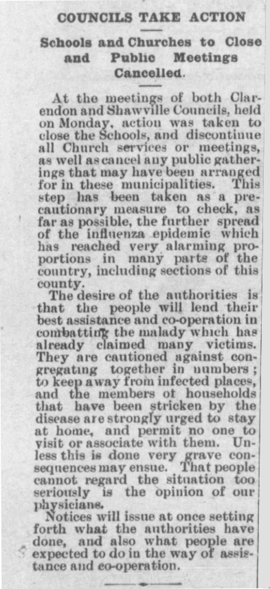 The Equity's coverage of the Spanish Flu Pandemic, October 10, 1918
